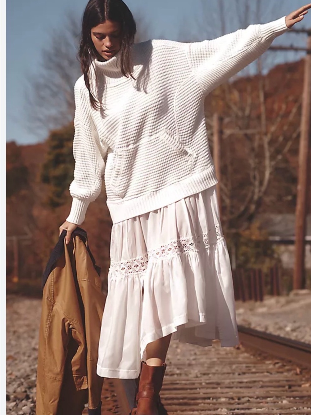 Anthropologie White Tiered Eyelet Maxi Dress